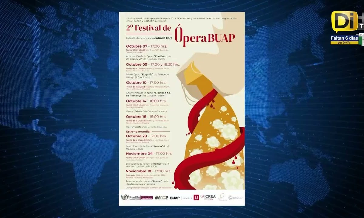 FESTIVAL DE ÓPERA GRATIS EN PUEBLA; TE DECIMOS DÓNDE Y CUÁNDO
