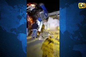 PESTAÑEA Y SU TRÁILER QUEDA COLGANDO EN LA MÉXICO-PUEBLA